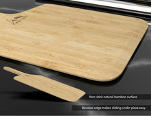 Load image into Gallery viewer, MOTENZI Bamboo Pizza Peel With Cutter and Server, Bamboo Pizza Board Wooden Pizza Paddle Spatula Oven Accessory for Baking Homemade Pizza, Wood Cutting Board for Cheese Bread Fruit Vegetables