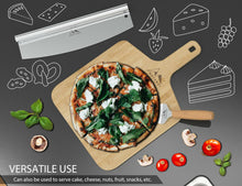 Load image into Gallery viewer, MOTENZI Bamboo Pizza Peel With Cutter and Server, Bamboo Pizza Board Wooden Pizza Paddle Spatula Oven Accessory for Baking Homemade Pizza, Wood Cutting Board for Cheese Bread Fruit Vegetables