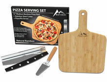 Load image into Gallery viewer, MOTENZI Bamboo Pizza Peel With Cutter and Server, Bamboo Pizza Board Wooden Pizza Paddle Spatula Oven Accessory for Baking Homemade Pizza, Wood Cutting Board for Cheese Bread Fruit Vegetables