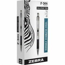 Load image into Gallery viewer, Zebra Pen BCA F-301 Stainless Steel Ballpoint Pens Fine Pen Point - 0.7 mm Pen Point Size - Refillable - Retractable - Black - Stainless Steel Stainless Steel Barrel - 12 / Dozen