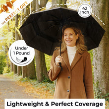 Load image into Gallery viewer, Tumella Windproof Travel Rain Umbrella, Black