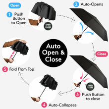 Load image into Gallery viewer, Tumella Windproof Travel Rain Umbrella, Black