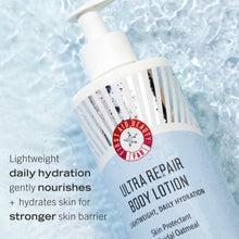 Load image into Gallery viewer, First Aid Beauty - Ultra Repair Body Lotion, Lightweight Daily Hydration Skin Protectant Colloidal Oatmeal, Gentle Eczema Nourishment &amp; Dry Skin Moisturizer, Safe for Sensitive Skin, Unscented, 10 oz