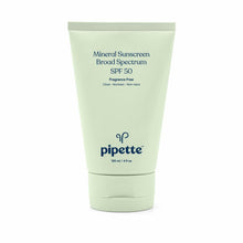Load image into Gallery viewer, Pipette Baby Sunscreen, SPF 50 Mineral Sunscreen with Zinc Oxide &amp; Squalane, Sensitive Skin, 4fl oz
