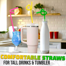 Load image into Gallery viewer, 200 Pcs Extra Long Straws Disposable - Flexible Long Plastic Straws, Stretchable 17.1"- 19.5" for Tall Drinks &amp; Tumblers, Easy to Bend for Different Shapes, Neon Colors for Parties &amp; Special Occasions