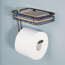 Load image into Gallery viewer, iDesign Bronze Wall-mounted Toilet Paper Holder with Shelf