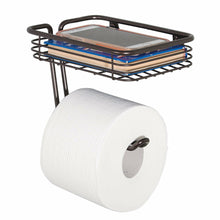 Load image into Gallery viewer, iDesign Bronze Wall-mounted Toilet Paper Holder with Shelf