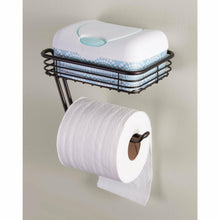 Load image into Gallery viewer, iDesign Bronze Wall-mounted Toilet Paper Holder with Shelf