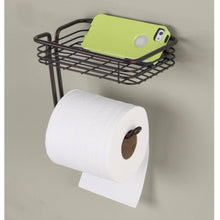 Load image into Gallery viewer, iDesign Bronze Wall-mounted Toilet Paper Holder with Shelf