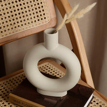 Load image into Gallery viewer, Ceramic Doughtnut Vase Nordic Handmade Flower Pot for Dry Flowers Decor