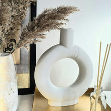 Load image into Gallery viewer, Ceramic Doughtnut Vase Nordic Handmade Flower Pot for Dry Flowers Decor