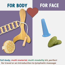 Load image into Gallery viewer, 7-Piece Lymphatic Drainage Kit with E-Book: Premium Wooden, Jade &amp; Silicone Massage Tools | Maderoterapia, Dry Brushing, Cupping &amp; Guasha Tool Kit for Body Sculpting, Cellulite, Acne &amp; Fascia Relief