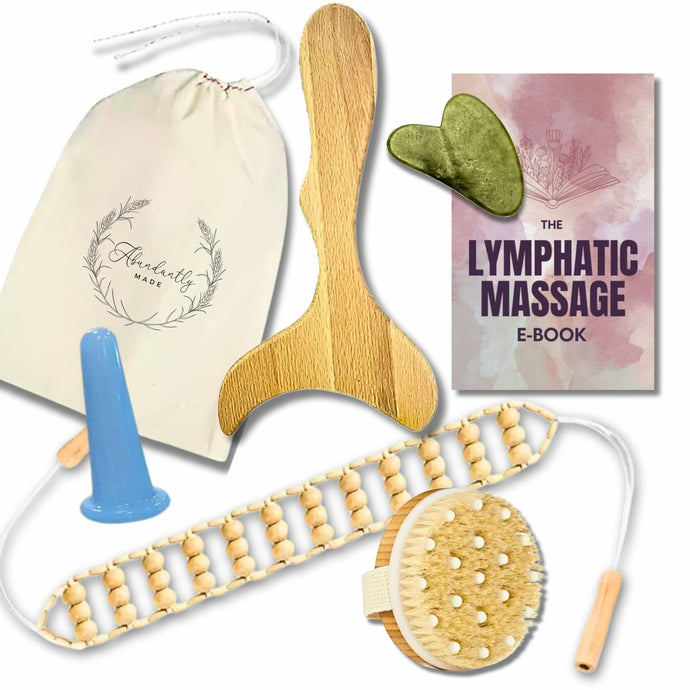 7-Piece Lymphatic Drainage Kit with E-Book: Premium Wooden, Jade & Silicone Massage Tools | Maderoterapia, Dry Brushing, Cupping & Guasha Tool Kit for Body Sculpting, Cellulite, Acne & Fascia Relief