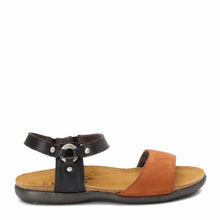 Load image into Gallery viewer, NAOT Women's Sabrina Sandal Jet Black Lthr/Hawaiian Brown Nubuck 5-5.5 M US