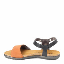 Load image into Gallery viewer, NAOT Women's Sabrina Sandal Jet Black Lthr/Hawaiian Brown Nubuck 5-5.5 M US