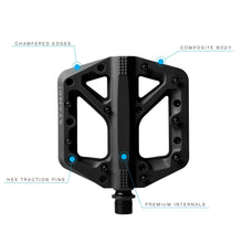 Load image into Gallery viewer, Crank Brothers Stamp 1 Platform Pedals 9/16" Composite Body Hex Pins Black Large
