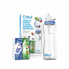 Load image into Gallery viewer, Cirkul 32oz Plastic Starter Kit with Navy Blue Lid, 2 Flavor Cartridges (Blueberry Grape &amp; Kiwi Berry)