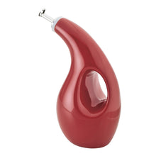 Load image into Gallery viewer, Rachael Ray Ceramic EVOO Oil and Vinegar Dispensing Bottle, 24-Ounce, Cranberry Red