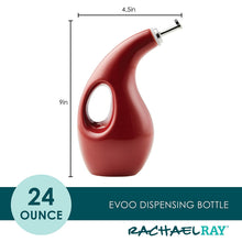 Load image into Gallery viewer, Rachael Ray Ceramic EVOO Oil and Vinegar Dispensing Bottle, 24-Ounce, Cranberry Red