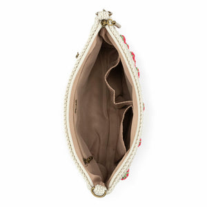 The Sak Lumi Convertible Crossbody Purse - Hand Crochet Women's Handbag for Everyday & Travel, 3-in-1 Small Crossbody Bag With Zipper Closure & Pockets - Natural Strawberries