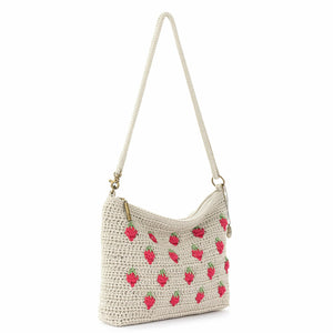 The Sak Lumi Convertible Crossbody Purse - Hand Crochet Women's Handbag for Everyday & Travel, 3-in-1 Small Crossbody Bag With Zipper Closure & Pockets - Natural Strawberries