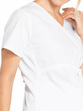 Load image into Gallery viewer, Cherokee Women's Maternity Scrub Top with 3 Pockets Mock Wrap WW685, XXS, White