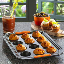 Load image into Gallery viewer, Le Creuset Non-Stick Carbon Steel Bakeware 12 Cup Mini Muffin Tray, Black, 30 cm, 94101300000000