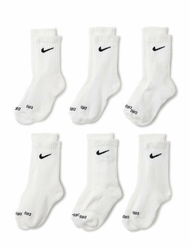 Nike Dri-Fit Performance Basic Crew (Toddler/Little Kid) White 5-7 (10 Toddler-3 Little Kid)