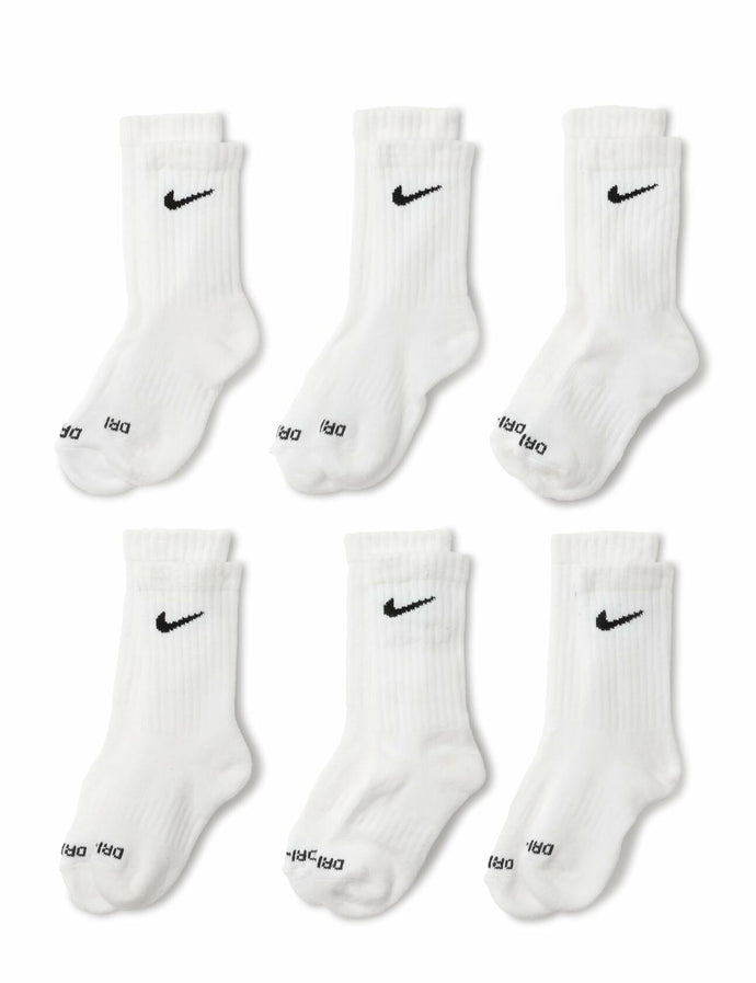 Nike Dri-Fit Performance Basic Crew (Toddler/Little Kid) White 5-7 (10 Toddler-3 Little Kid)