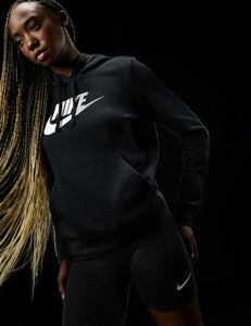 Nike Women's Sportswear Club Fleece Logo Pullover Hoodie, Black/White, Small