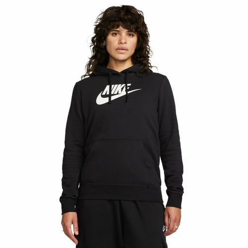 Nike Sportswear Club Fleece Women's Logo Pullover Hoodie Color: Black/White Size: M
