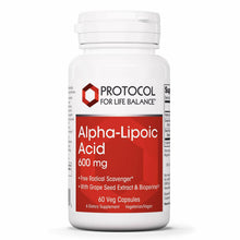 Load image into Gallery viewer, Protocol Alpha Lipoic Acid 600mg - Grape Seed Extract and Bioperine - 60 Veg Caps