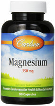 Load image into Gallery viewer, Carlson Magnesium 350 mg, Heart and Muscle Health, 90 Capsules