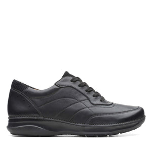Clarks Women's Appley Tie Oxford, Black Leather, 6.5