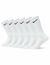 Load image into Gallery viewer, Nike Unisex Everyday Cushioned Training Crew Socks (6 Pairs), White/Black, Large
