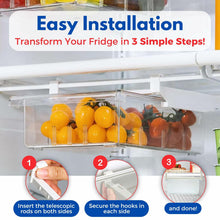 Load image into Gallery viewer, EVNE Refrigerator Drawers Fridge Drawer Organizer Fridge Organizer Drawers Small Size Refrigerator Shelf Pull Out Shelf Storage, Storage Egg Deli Cheese Meat 4 Liners Mats Included 15'' Max Size