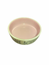 Load image into Gallery viewer, Rae -The BOSS Small Ceramic CAT/Small Dog Food Bowl, White Outside, Pink Inside- Dunn by Magenta