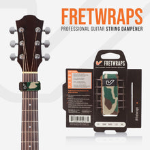 Load image into Gallery viewer, Gruv Gear FretWraps Camo Guitar String Dampener for Bass, Electric, Acoustic &amp; Extended Range Guitars in Studio, Live &amp; Practice - Resonance for Tapping &amp; Recording - Green - Pack of 1