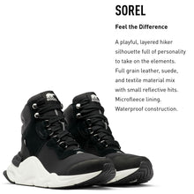 Load image into Gallery viewer, Sorel Women's Kinetic RNEGD Conquest Boot — Black, Sea Salt — Waterproof Leather Winter Boots — Size 5