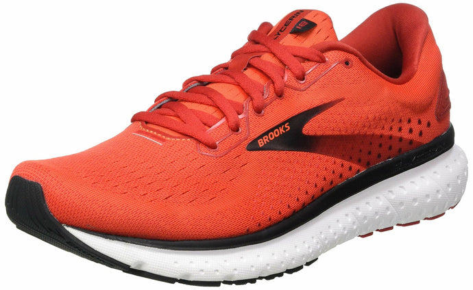 Brooks Mens Glycerin 18 Running Shoe - Cherry Tomato/Samba/Black - D - 8.5