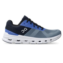 Load image into Gallery viewer, On Men's Cloudrunner Sneakers, Metal/Midnight, Blue, 9 Medium US