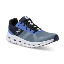 Load image into Gallery viewer, On Men's Cloudrunner Sneakers, Metal/Midnight, Blue, 9 Medium US