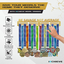 Load image into Gallery viewer, iachieve Medal Hanger Display Rack Frame – Stainless Steel Holder Easy to Install Race Gymnastics, Running, or Ribbon for Over 40 Medals Perfect Gifts Him, Her, Gold