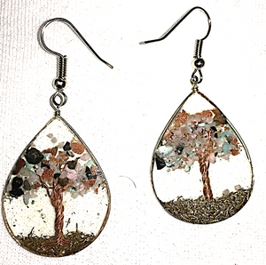 Handmade earings glass fiber, Tree
