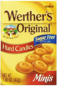 WERTHER'S ORIGINAL Sugar Free Caramel Hard Candy, 1.46 Ounce Bag (Pack of 12), Hard Candy, Bulk Candy, Individually Wrapped Candy Caramels, Caramel Candy Sweets, Bag of Candy, Hard Candy Bulk