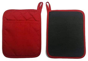 Home Collection Set of 2 Red And 2 Black Neoprene Pot Holders