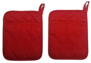 Home Collection Set of 2 Red And 2 Black Neoprene Pot Holders