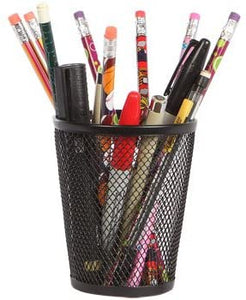 JOT Wire Mesh Pencil Holder Cup, 4.5 Inch - Black & Silver