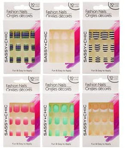 Sassy & Chic Fashion Nails, French Manicure Set, 12 Pieces