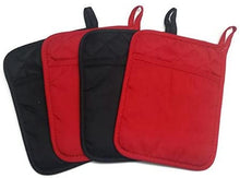 Load image into Gallery viewer, Home Collection Set of 2 Red And 2 Black Neoprene Pot Holders